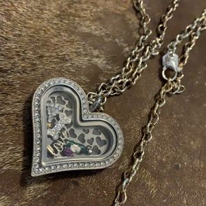 Oragami owl heart pendant charm necklace